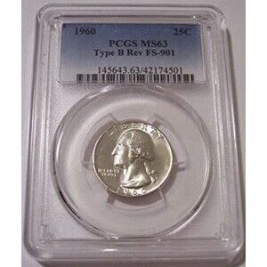 1960 Washington Quarter Type B Reverse Variety FS-901 MS63 PCGS